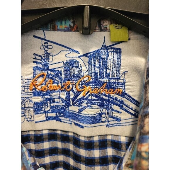 Robert Graham Mens Plaid Flip Cuff Detail Long Sleeve Button Up RG details - Picture 7 of 10